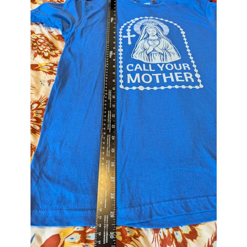 Hardcore Catholics Blue Graphic T-Shirt Call Your Mother Religious Cotton Tee M - Picture 6 of 6
